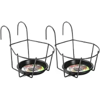 Forte Plastics Balkon bloempothouder - 2x - bloembak met ophanging - zwart - 24 x 17 x 18 cm - rond - Plantenbakbeugels