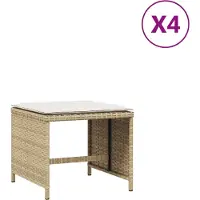 vidaXL Tuinkrukken 4 st met kussens 40x40x35 cm poly rattan beige
