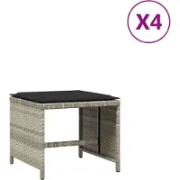 vidaXL Tuinkrukken 4 st met kussens 40x40x35 cm poly rattan lichtgrijs