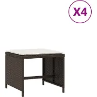 vidaXL Tuinkrukken 4 st met kussens 40x40x35 cm poly rattan bruin