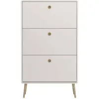 Hioshop Softline schoenenkast 3 kleppen wit.