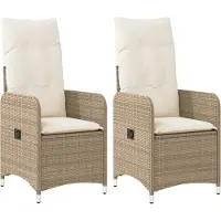 vidaXL Tuinstoelen 2 st verstelbaar met kussens poly rattan beige