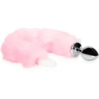 Ouch! Lichtgevende vossenstaart met metalen buttplug - Roze