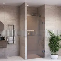 Boss & Wessing Douchedeur bws portos profielloos gunmetal 80x200 cm brons glas 8 mm nano coating