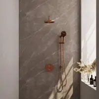 Brauer Edition Inbouw Regendoucheset 3-weg Rond - 20cm Hoofddouche - Gebogen Wandarm - 3 Standen Handdouche - Glijstang - Geborsteld Koper PVD - Kranen, Douchekranen, Douchesets, Inbouw douchesets
