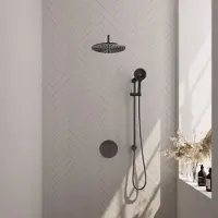 Brauer Edition Inbouw Regendoucheset 3-weg Rond - 30cm Hoofddouche - Gebogen Wandarm - 3 Standen Handdouche - Glijstang - Geborsteld Gunmetal PVD - Kranen, Douchekranen, Douchesets, Inbouw douchesets