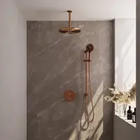 Brauer Edition Inbouw Regendoucheset 3-weg Rond - 30cm Hoofddouche - Plafondarm - 3 Standen Handdouche - Glijstang - Geborsteld Koper PVD - Messing - Kranen, Douchekranen, Douchesets, Inbouw