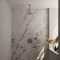 Brauer Edition Inbouw Regendoucheset 3-weg Rond - 20cm Hoofddouche - Plafondarm - Staafhanddouche - Wandhouder - Geborsteld RVS PVD - Messing - Kranen, Douchekranen, Douchesets, Inbouw douchesets