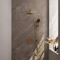 Brauer Edition Inbouw Regendoucheset 3-weg Rond - 20cm Hoofddouche - Rechte Wandarm - 3 Standen Handdouche - Glijstang - Geborsteld Goud PVD - Messing - Kranen, Douchekranen, Douchesets, Inbouw
