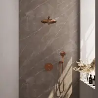 Brauer Edition Inbouw Regendoucheset 3-weg Rond - 30cm Hoofddouche - Rechte Wandarm - 3 Standen Handdouche - Wandhouder - Geborsteld Koper PVD - Kranen, Douchekranen, Douchesets, Inbouw douchesets