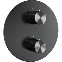 Brauer Gunmetal Edition 3-weg inbouwthermostaat rond met in- en afbouwdelen gunmetal geborsteld PVD