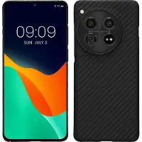 Kalibri hoesje geschikt voor OnePlus 12 - aramidehoes voor smartphone - mat zwart