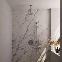 Brauer Edition Inbouw Regendoucheset 3-weg Rond - 20cm Hoofddouche - Plafondarm - Staafhanddouche - Glijstang - Geborsteld RVS PVD - Messing - Kranen, - Kranen, Douchekranen, Douchesets, Inbouw