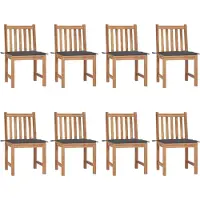 The Living Store : 8 tuinstoelen met kussens, gemaakt van massief teakhout