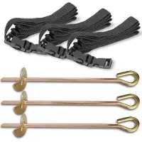 Viking Sports - Trampoline ankerset - 3 stuks - 3 riemen - 3 grondpriemen