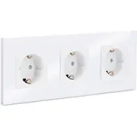 Navaris glazen wandcontactdoos met aansluitmateriaal - Contactdoos met glazen frame - Drievoudige stopcontacten cover - Stopcontact doos - Wit