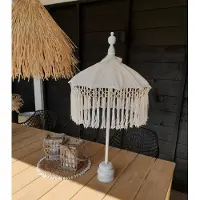 Migo Styling MigoStyling - Tafelparasol -Baliparasol - Franjes - Deco - Bali -ibiza - Parasol - Wit