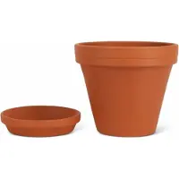 Spang Terracotta Bloempot met Schotel - Oranje - Ø16 cm - Plantenpot Terracotta - Bloempot Buiten