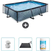 OEM Rechthoekig stenen zwembad - 300 x 200 x 65 cm - Met pomp - Zonnepaneel - Chloor - Nu extra voordelig