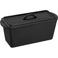 Navaris gietijzeren broodbakvorm met deksel - 34 x 13 x 13 cm - Rechthoekige bakvorm voor brood in zwart met handvatten - Ovenbestendig tot 260 graden