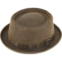 Fiebig Pork Pie Washed Cotton Bruin - Maat: 55-S