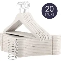 Behave Kunststof Kledinghangers - Kleerhanger - Kapstok - Inkeping - Broeklat - Metalen Haak - Volwassenen - Naturel - 20 Stuks