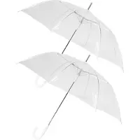 Discountershop 2x Transparante paraplu's met kunststof handvat 90 cm - Regenbescherming 2 stuks