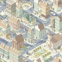 Dutch Wallcoverings - My Kingdom- City Life groen/beige - L976-11