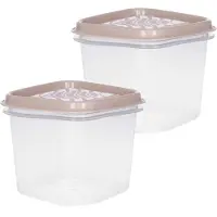 Hega hogar Vershoudbakjes - set 4x stuks - 0.7 liter - transparant/beige - L11 x B11 x H12 cm - Mealprep - Maaltijden bewaren