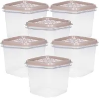 Hega hogar Vershoudbakjes - set 6x stuks - 0.7 liter - transparant/beige - L11 x B11 x H12 cm - Mealprep - Maaltijden bewaren
