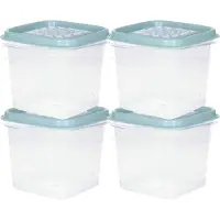 Hega hogar Vershoudbakjes - set 8x stuks - 0.7 liter - transparant/groen - L11 x B11 x H12 cm - Mealprep - Maaltijden bewaren