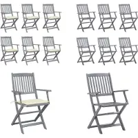 vidaXL Tuinstoelen 6 st inklapbaar met kussens massief acaciahout - Tuinstoel - Tuinstoelen - Tuin Stoel - Tuin Stoelen