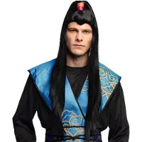 Boland - Pruik Samurai Zwart - Steil - Lang - Mannen - Ninja - Ninja