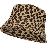 Sarlini - Panterprint bucket hat - Vissershoedje - Zonnehoed - Festival accessoires - 57 cm - Bruin