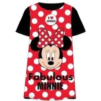 Disney Minnie Mouse nachthemd - Maat 110/116 - rood met zwart - I Love Minnie nachtjapon pyjama
