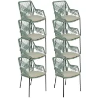 BUITEN living Seville dining tuinstoel stapelbaar set van 8 | touw + staal | mint 1 persoon