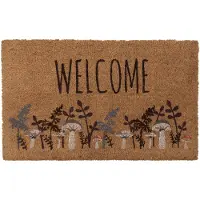 Clayre & Eef Doormat 75x45 cm Brown Coconut Fiber PVC Mushrooms Coconut mat - Brown