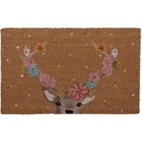Clayre & Eef Deurmat 75x45 cm Bruin Kokosvezel PVC Hert Kokosmat Bruin Kokosmat