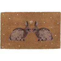 Clayre & Eef Deurmat 75x45 cm Bruin Kokosvezel PVC Konijnen Kokosmat Bruin Kokosmat