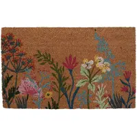 Clayre & Eef Deurmat 75x45 cm Bruin Kokosvezel PVC Bloemen Kokosmat Bruin Kokosmat
