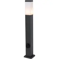 QAZQA Buitenlamp donkergrijs 80 cm met stopcontact IP44 - Malios