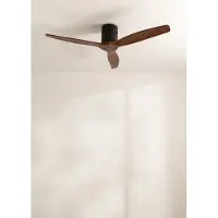 Create - Plafondventilator 40W silent Ø132 cm - Controller voor wandmontage - afstandsbediening - Zwart Donker Hout- WIND CALM
