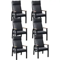 LUX outdoor living Annecy dining tuinstoel set van 6 | aluminium + teakhout | antraciet 1 persoon