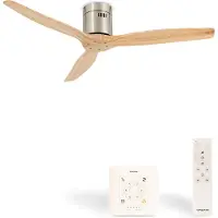 Create - Plafondventilator 40W silent Ø132 cm - Controller voor wandmontage - afstandsbediening - Niquel Naturel Hout- WIND CALM