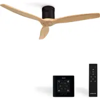 Create - Plafondventilator 40W silent Ø132 cm - Controller voor wandmontage - afstandsbediening - Zwart Naturel Hout- WIND CALM