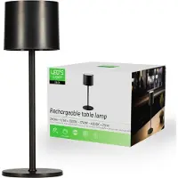 Led's Light Tafellamp op accu - oplaadbaar en draadloos - voor binnen en buiten - 3 kleuren - Zwart