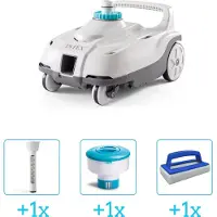 Intex Zwembadonderhoud - Zwembad stofzuiger ZX100 - Automatisch - 28006 inclusief Thermometer - Chloordrijver en Scrubborstel - 4-delig - Geschikt voor alle type zwembaden - Zwembadstofzuiger