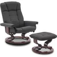 Mara Luxe Relaxstoel - 360 Graden Draaibaar - Ligfunctie - Met Kruk - Donkergrijs - 75 x 77 x 103 cm