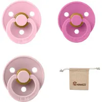 BIBS fopspeen - maat 1 0-6 maanden - 3 stuks – Bubblegum – Baby Pink – Blush + Monkiezz speenzakje