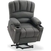 Mara Luxe Massagestoel - - Relaxstoel - Opstahulp - Warmtefunctie - Lig en trilfunctie - USB import - Afstandsbediening - Grijs - 85 x 85 x 111 cm